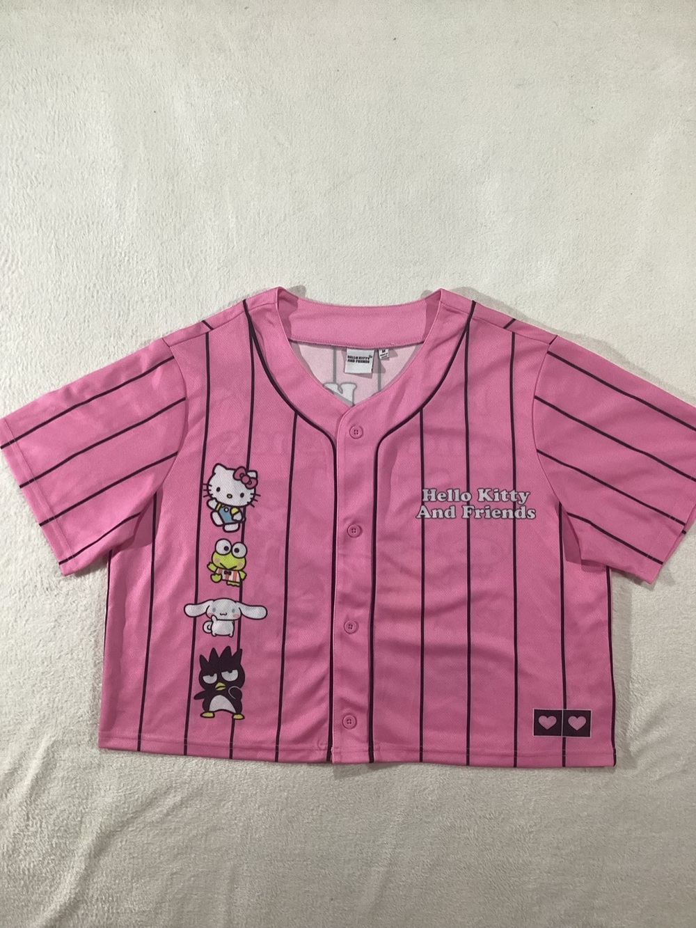 Sanrio Hello Kitty Cropped Baseball Jersey Pink Mesh